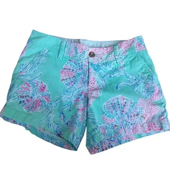 Lilly Pulitzer CALLAHAN Minty Fresh Fansea Shorts - Picture 3 of 5